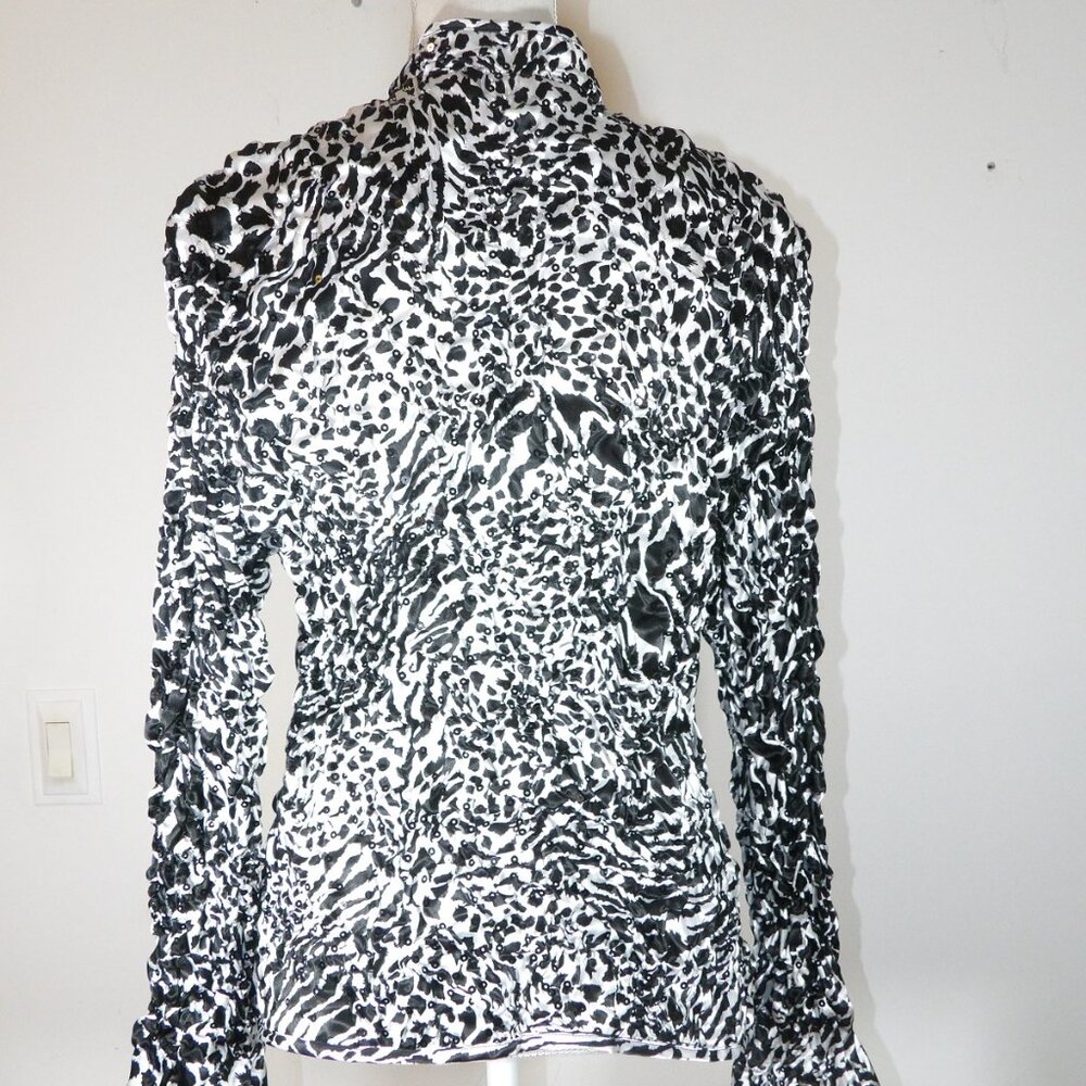 MSK, 1X ruffle puff sequins Zebra Print long sleeve full zip Jacket - Picture 3 of 4